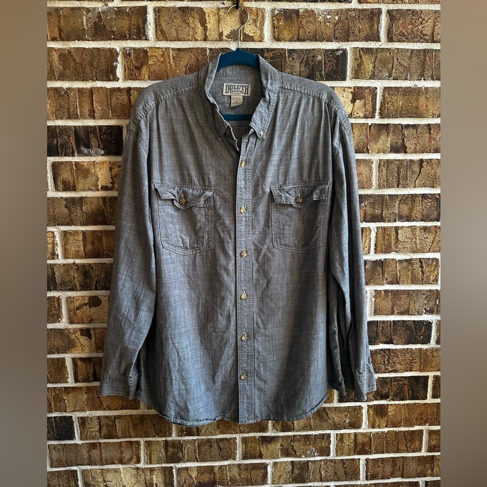Duluth Trading Co Charcoal Button Down Shirt